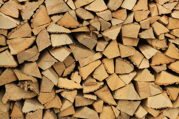 Background of a large quantity of firewood