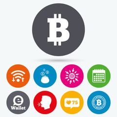 Fototapeta premium Bitcoin icons. Electronic wallet symbol.