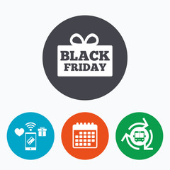 Black friday gift sign icon. Sale symbol.