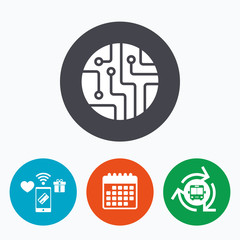 Circuit board sign icon. Technology symbol.