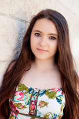 Spanish brunette girl with long hair