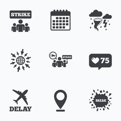 Strike icon. Storm weather and group of people.