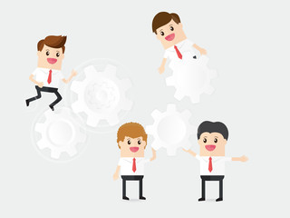 collaborative teamwork of  businessman operating organization according to the predetermined vision