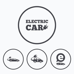 Electric car sign. Sedan and Hatchback transport