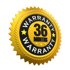 36 Months Warranty Sign. 3D rendering