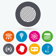 Fototapeta premium Golf ball icons. Laurel wreath award symbol.