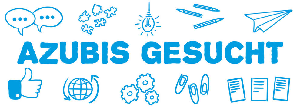 Stick Figure Series Banner Blue / Azubis gesucht