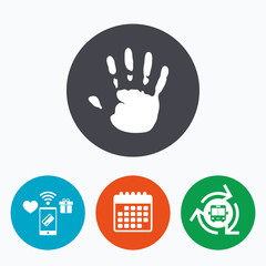 Hand print sign icon. Stop symbol.