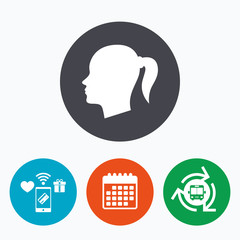 Head sign icon. Female woman human head.