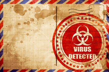 Contagion concept background, red grunge stamp on an airmail bac