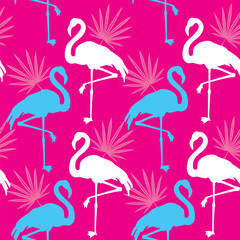 Obraz premium Seamless pink pattern with flamingo