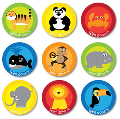 motivation stickers with cartoon animals / sickers set for children