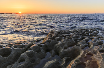 Obraz premium Rocks on the coast of the Caspian Sea near Baku.Azerbaijan