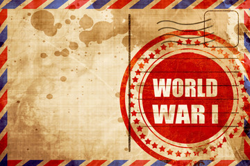 World war 1 background, red grunge stamp on an airmail backgroun