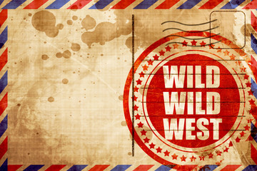 wild wild west, red grunge stamp on an airmail background - obrazy, fototapety, plakaty