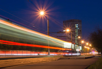 Fototapeta na wymiar car traffic on a road at night