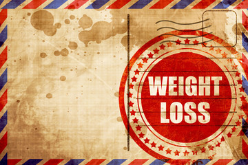 weight loss, red grunge stamp on an airmail background