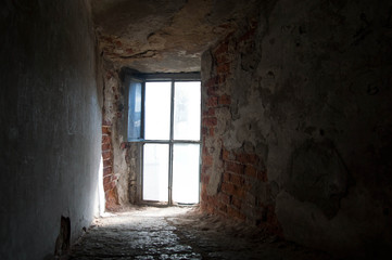 window in an old brick building