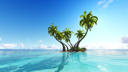 Fototapeta na wymiar Corals Island Sea 3D rendering