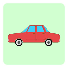 Retro car sedan. Flat icon. Vector illustration.