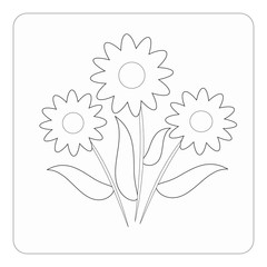 Contours of bouquet of flowers on white background. Vector illustration.