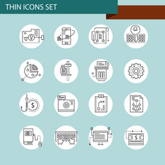 Thin line concept with flat business icons