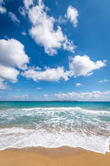 Sunny morning at the beach in Crete, Greece