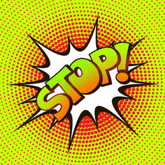 STOP pop art on a background of halftone