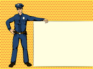 Police officer shows ads