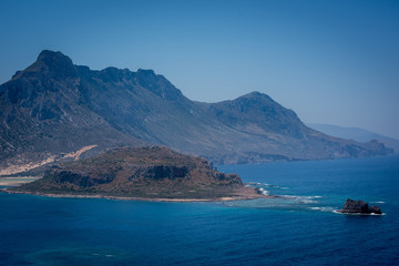 Obraz premium View above the sea from Gramvousa fortress, in Crete, Greece