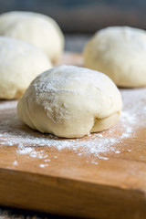 Fototapeta na wymiar Billets dough for baking buns.