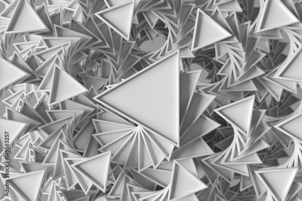 Poster abstract 3d rendering background with repeating geometric figures that has a twirl rotation