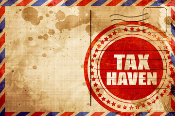 tax haven, red grunge stamp on an airmail background