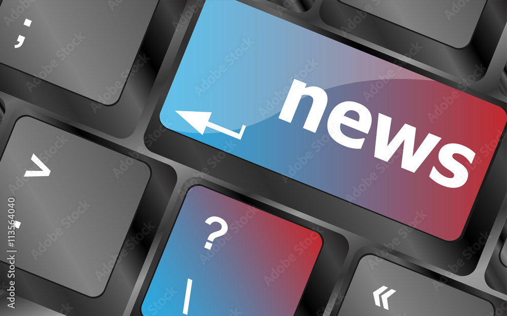 Poster news text on a button keyboard keys . keyboard keys. vector illustration
