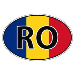 Sticker on car, flag Romania, Rumania, Roumania