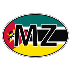 Sticker on car, flag Republic Mozambique