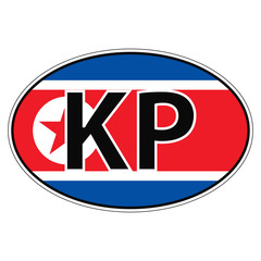 Sticker on car, flag North Korea, Korean Republic