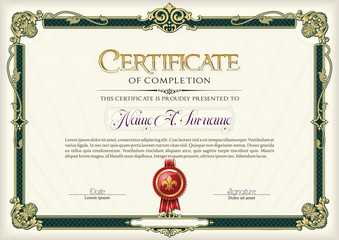 Certificate of Completion Vintage Frame. 
