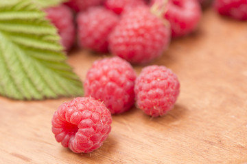 Fresh ripe raspberries in close up