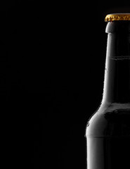 Partial cold beer with condensation as a border