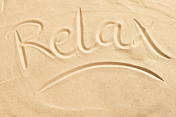 Relax sketched into golden beach sand