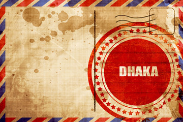 dhaka, red grunge stamp on an airmail background