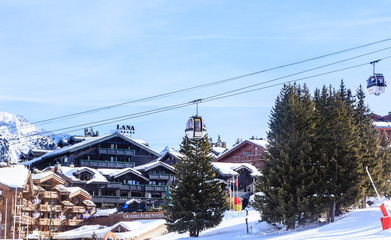 Gondola of  Chenus  lift. Ski Resort Courchevel 1850 m 