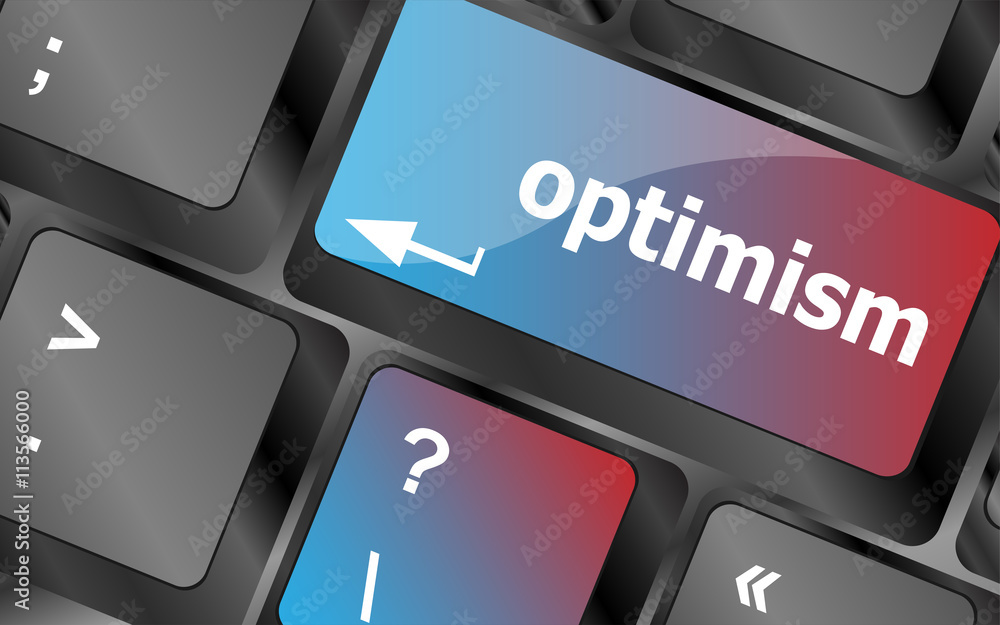 Poster optimism button on the keyboard close-up . keyboard keys. vector illustration