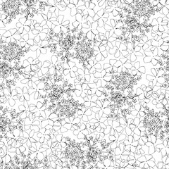 Monochrome seamless pattern with viburnum flowers. Hand-drawn floral background