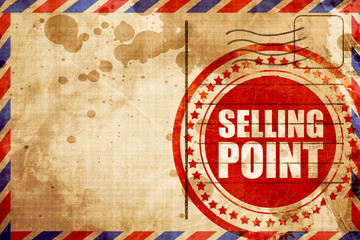 selling point, red grunge stamp on an airmail background - obrazy, fototapety, plakaty