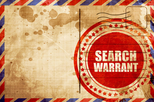 Search Warrant, Red Grunge Stamp On An Airmail Background