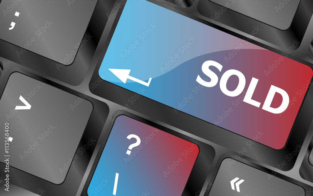Aufkleber computer keyboard with sold key - internet concept . keyboard keys. vector illustration