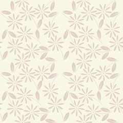 Fototapeta na wymiar Endless pattern with cute pink chamomile flowers on ivory backgr