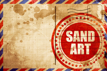 Fototapeta premium sand art, red grunge stamp on an airmail background
